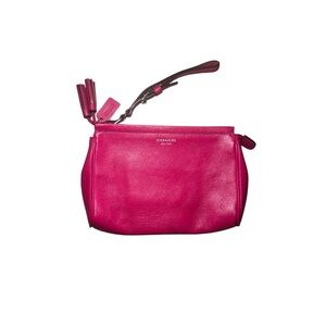 COACH Legacy Hot Pink Leather Wristlet with Silver Hardware